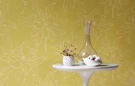 Magnolia Embroidery Linen Green Wallpaper
